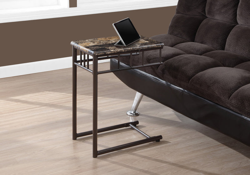Table d’appoint en métal bronze et marbre espresso
