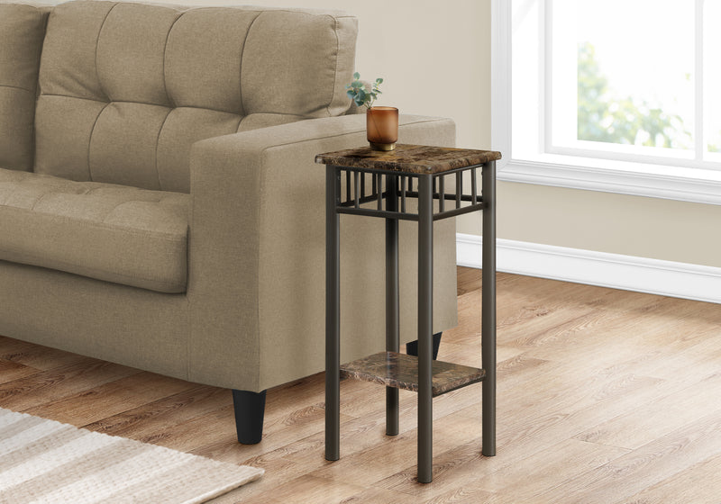 Table d’appoint en métal bronze et marbre espresso