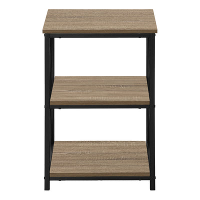 Dark Taupe Wood-look Black Metal Side Table Nightstand