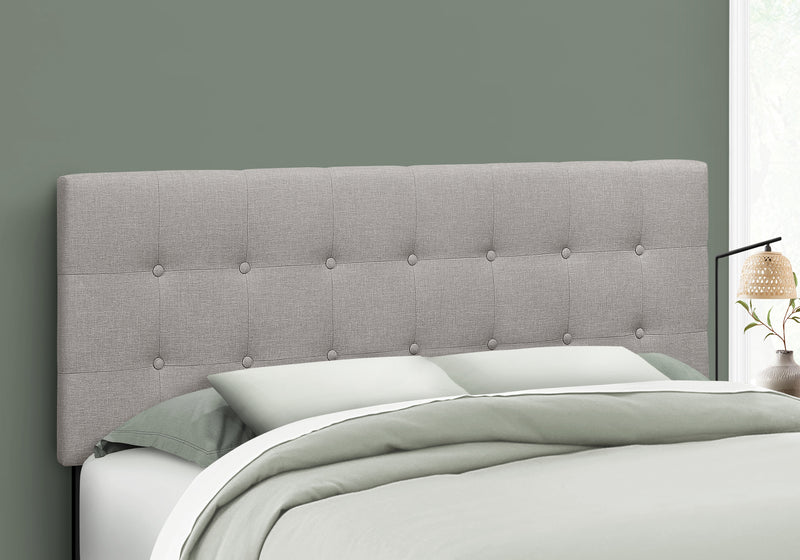 Tête de lit d’apparence lin gris pour grand lit