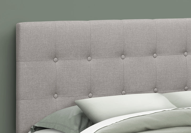 Tête de lit d’apparence lin gris pour grand lit