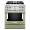 Cuisinière intelligente à gaz KitchenAid de 4,1 pi³ avec autonettoyage - crème d’avocat - KFGC500JAV
