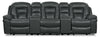 Sofa sectionnel à inclinaison électrique Leo 5 pièces de style cinéma maison en similicuir avec consoles de rangement et porte-gobelets - gris