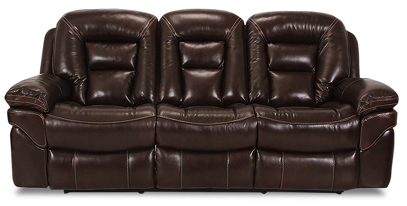 Sofa à inclinaison électrique Leo de 87,5 po en cuir véritable - brun noyer