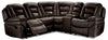 Sofa sectionnel inclinable Leo 5 pièces en similicuir avec console de rangement et 2 porte-gobelets - brun noyer