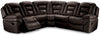 Sofa sectionnel à inclinaison électrique Leo 5 pièces en similicuir - brun noyer