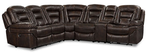 Sofa sectionnel à inclinaison électrique Leo 6 pièces en similicuir - brun noyer