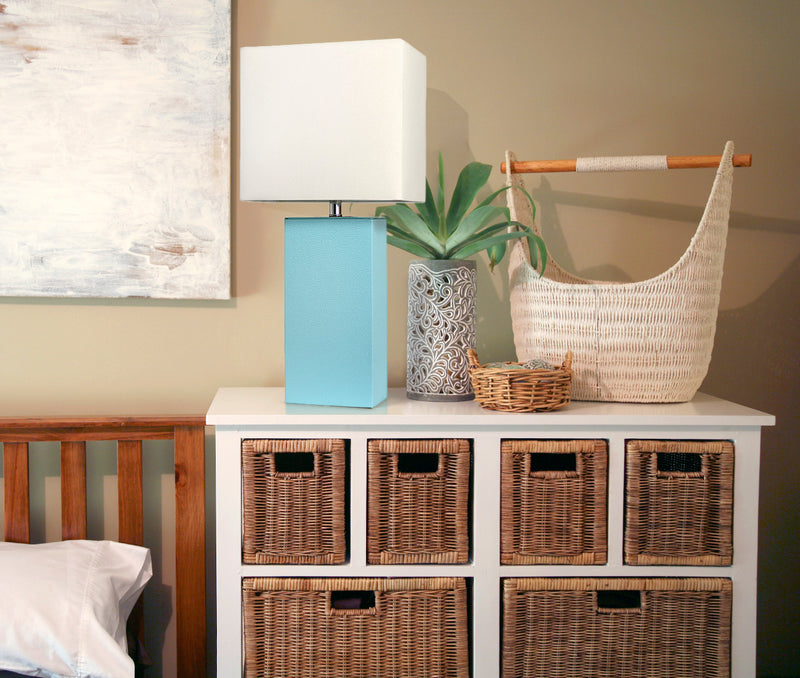 Lampe de table moderne Elegant Designs en cuir, turquoise