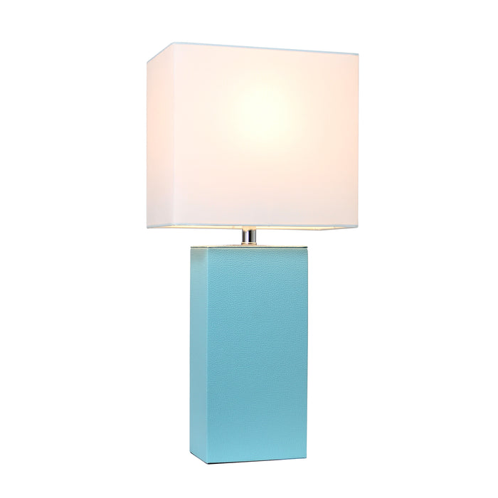 Lampe de table moderne Elegant Designs en cuir, turquoise