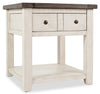 Table de bout rustique Madison de 24 po avec rangement et tablette - bois blanc