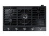 Surface de cuisson à gaz intelligente Samsung de 36 po à 5 brûleurs avec brûleur double puissant de 22 000 BTU, plaque chauffante et grille pour wok - acier inoxydable noir - NA36N7755TG/AA