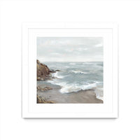 Œuvre d’art murale encadrée blanche et mate « Beautiful Bay » 36 x 36