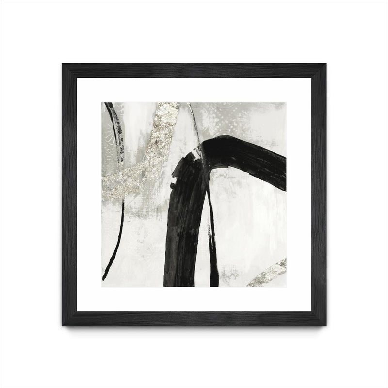 Œuvre d’art murale encadrée noire et mate « Black Ink Ii » 30 x 30 Brick