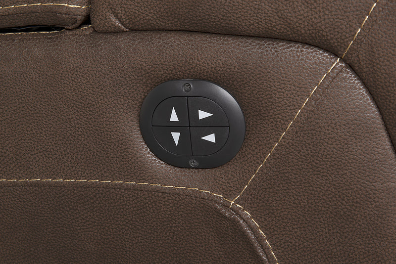 Fauteuil à inclinaison électrique Ross de 36 po en tissu de suédine avec appuie-tête électrique et deux porte-gobelets - brun chocolat