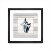 Œuvre d’art murale encadrée noire et mate « Muted Blue Sea Conch On Wood » 30 x 30