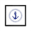 Œuvre d’art murale encadrée noire et mate « Blue Nautical Circle I » 36 x 36