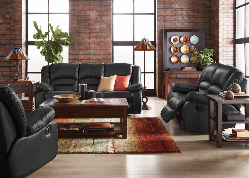 Fauteuil berçant inclinable Toreno de 42 po en cuir véritable - noir