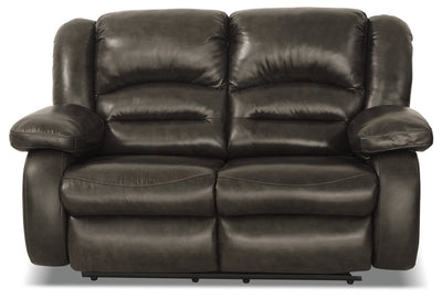 Toreno Genuine Leather Power Reclining Loveseat - Grey - {Contemporary} style Loveseat in Grey {Plywood}, {Solid Woods}