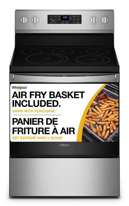 Cuisinière électrique Whirlpool de 5,3 pi³ avec friture à air et autonettoyage - acier inoxydable résistant aux traces de doigts - YWFE550S0LZ