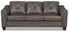 Sofa Andi de 84 po en tissu d’apparence cuir avec capitonnage - gris