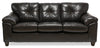 Sofa Addison de 86 po fabriqué au Canada en tissu d’apparence cuir avec coussin de siège amovible et capitonnage - noir mûre