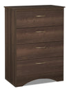 Commode verticale Aida de 28 po (L) x 37,3 po (H) à 4 tiroirs pour la chambre à coucher, fabriquée au Canada - brune