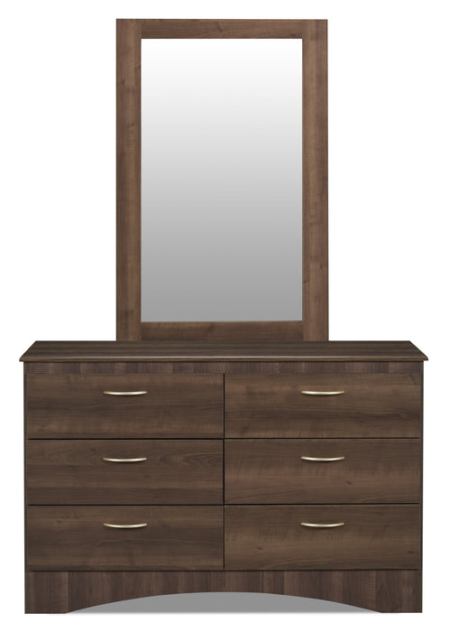 Commode Aida de 49,5 po (L) x 29,8 po (H) à 6 tiroirs pour la chambre à coucher, fabriquée au Canada - brune