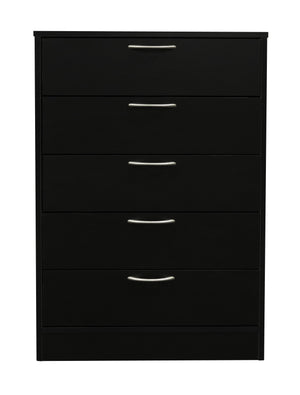 Commode verticale Arlo de 23,6 po (L) x 36,2 po (H) à 5 tiroirs pour la chambre à coucher, fabriquée au Canada - noire