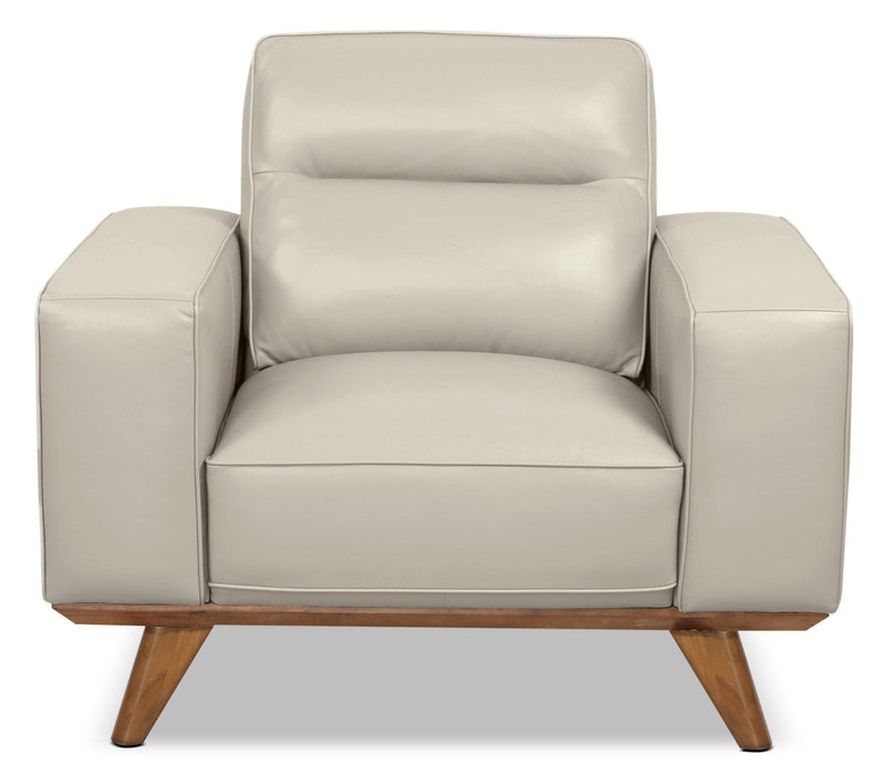 Fauteuil Kai en cuir véritable – argenté