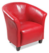 Fauteuil d’appoint Ethan de style gondole de 31 po en similicuir avec pattes en bois - rouge