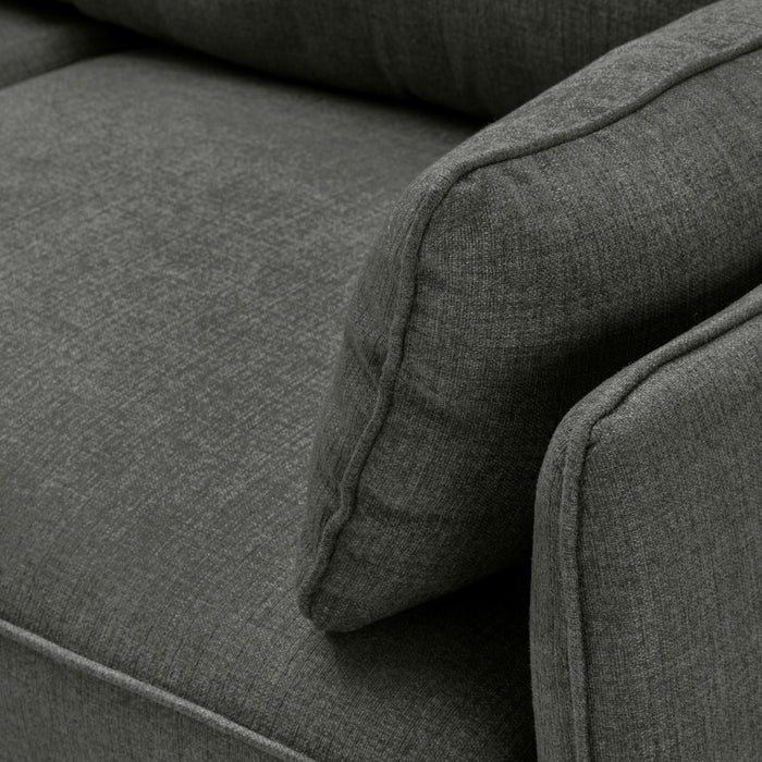 Sofa sectionnel de gauche Gena de Cindy Crawford Home 2 pièces en tissu d’apparence lin avec pattes en bois - gris anthracite