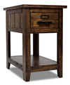 Table de fauteuil rustique Casey de 16 po avec rangement et tablette - bois brun