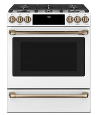 Cuisinière intelligente hybride Café de 5,7 pi³ avec convection européenne véritable et grilles auto…