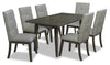 Ensemble de salle à manger Chelsea 7 pièces avec table de 60 po (L) et 6 chaises grises - gris-brun