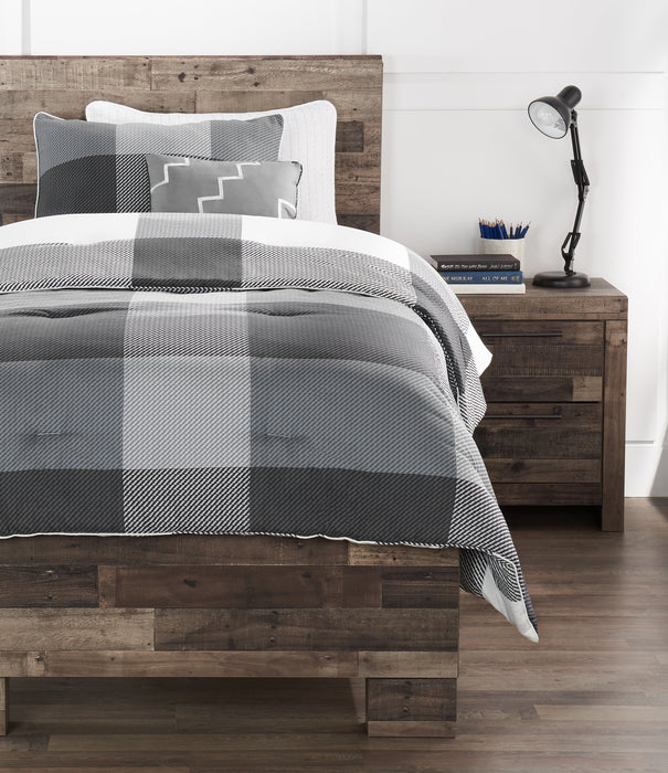 Ensemble d'édredon Charlie 4 pièces pour lit double ou grand lit - gris