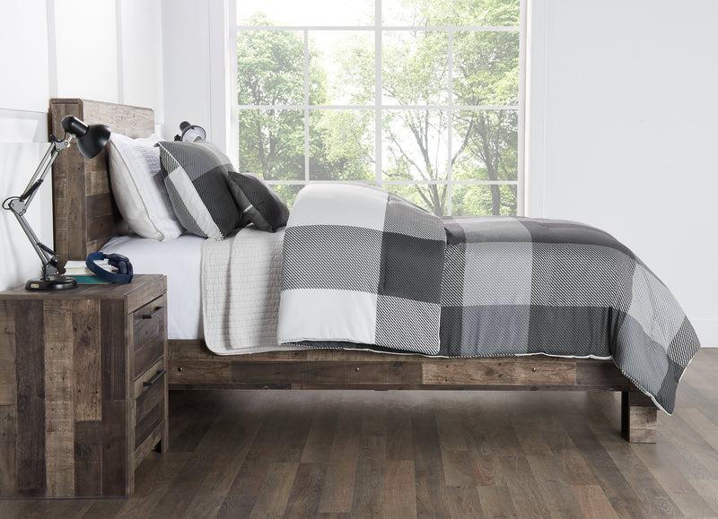 Ensemble d'édredon Charlie 4 pièces pour lit double ou grand lit - gris