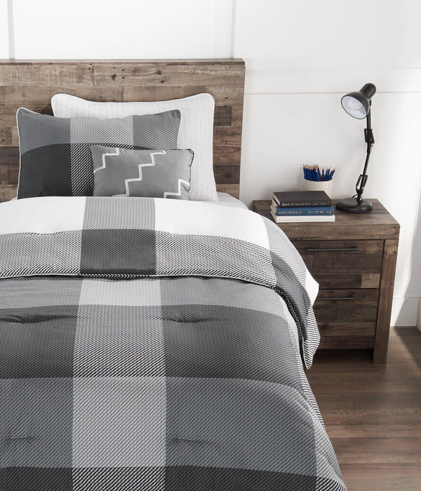 Ensemble d'édredon Charlie 4 pièces pour lit double ou grand lit - gris