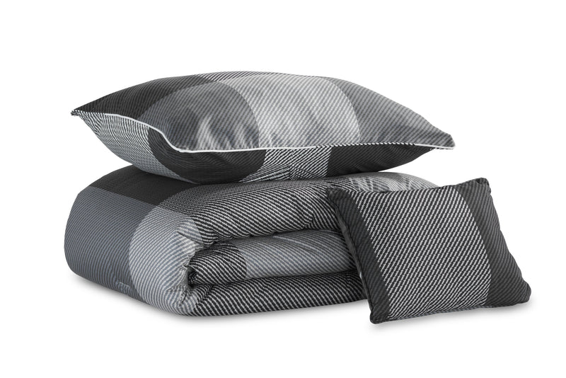 Ensemble d'édredon Charlie 4 pièces pour lit double ou grand lit - gris