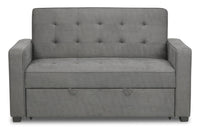 Futon Cory de 59 po en tissu de velours avec mécanisme Klik Klak et capitonnage - gris