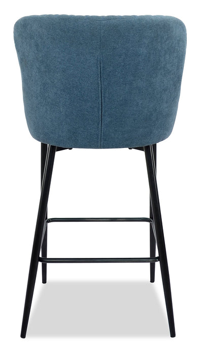 Tabouret Demi de hauteur comptoir en tissu d’apparence velours et en métal - bleu marine