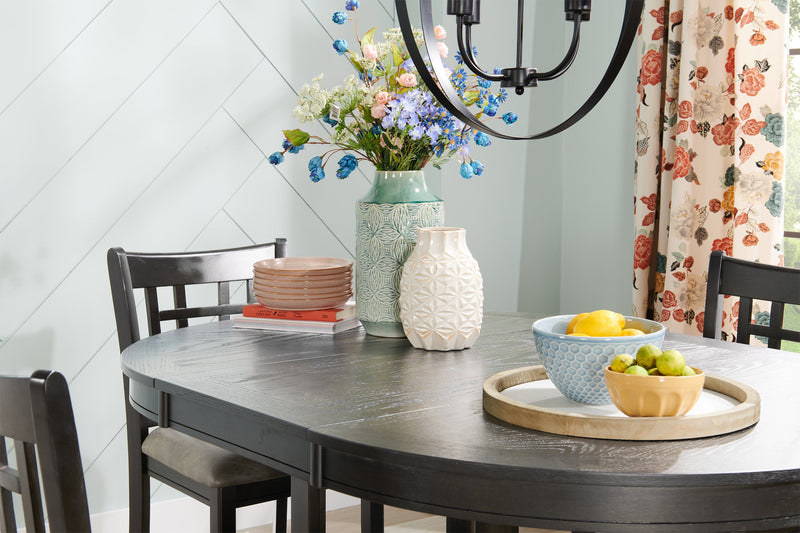 Ensemble de salle à manger Dena 5 pièces avec table ronde, rallonge de 42 po à 60 po (L) et chaises - gris