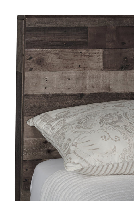 Lit à panneaux Derekson avec tête de lit et cadre de lit, gris - format grand lit