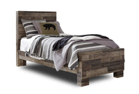 Lit à panneau Derekson pour enfants, gris - format lit simple