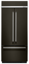 Réfrigérateur KitchenAid de 20,8 pi³ et de 36 po à portes françaises à congélateur inférieur - noir sur acier inoxydable - KBFN506EBS