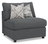 Fauteuil modulaire sans accoudoirs Evolve de Scott Living de 39,5 po en tissu d’apparence lin avec coussins en duvet et plumes - gris anthracite