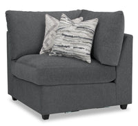 Fauteuil modulaire en coin Evolve de Scott Living de 39,5 po en tissu d’apparence lin avec coussins en duvet et plumes - gris anthracite