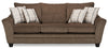Sofa-lit double Febe de 85 po de format condo fabriqué au Canada en tissu de chenille avec accoudoirs évasés et coussins décoratifs - brun