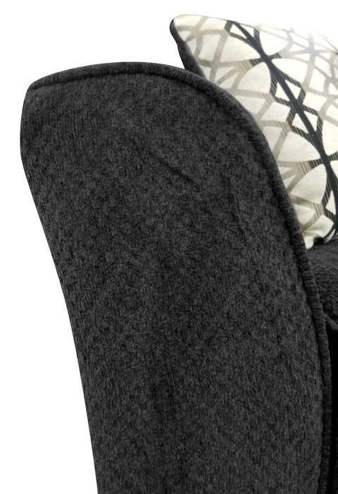 Grand sofa-lit Febe de 100 po fabriqué au Canada en tissu de chenille avec accoudoirs évasés - gris anthracite