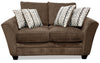 Causeuse Febe de 64 po de format condo fabriquée au Canada en tissu de chenille avec accoudoirs évasés et coussins décoratifs - brune