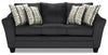 Sofa Febe de 85 po de format condo fabriqué au Canada en tissu de chenille avec accoudoirs évasés et coussins décoratifs - gris anthracite